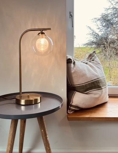 Gold table lamp with glass - with,