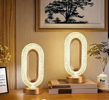 2 x USB LED Crystal Table Lamp