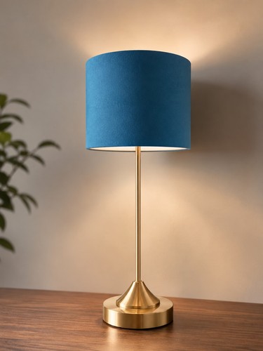 Brushed brass table lamp teal - table,