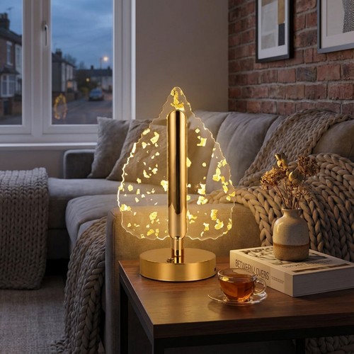 Golden leaf desk lamp - leaf, bedroom