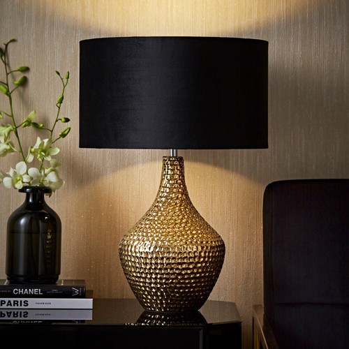 Gold ceramic table lamp - gold,